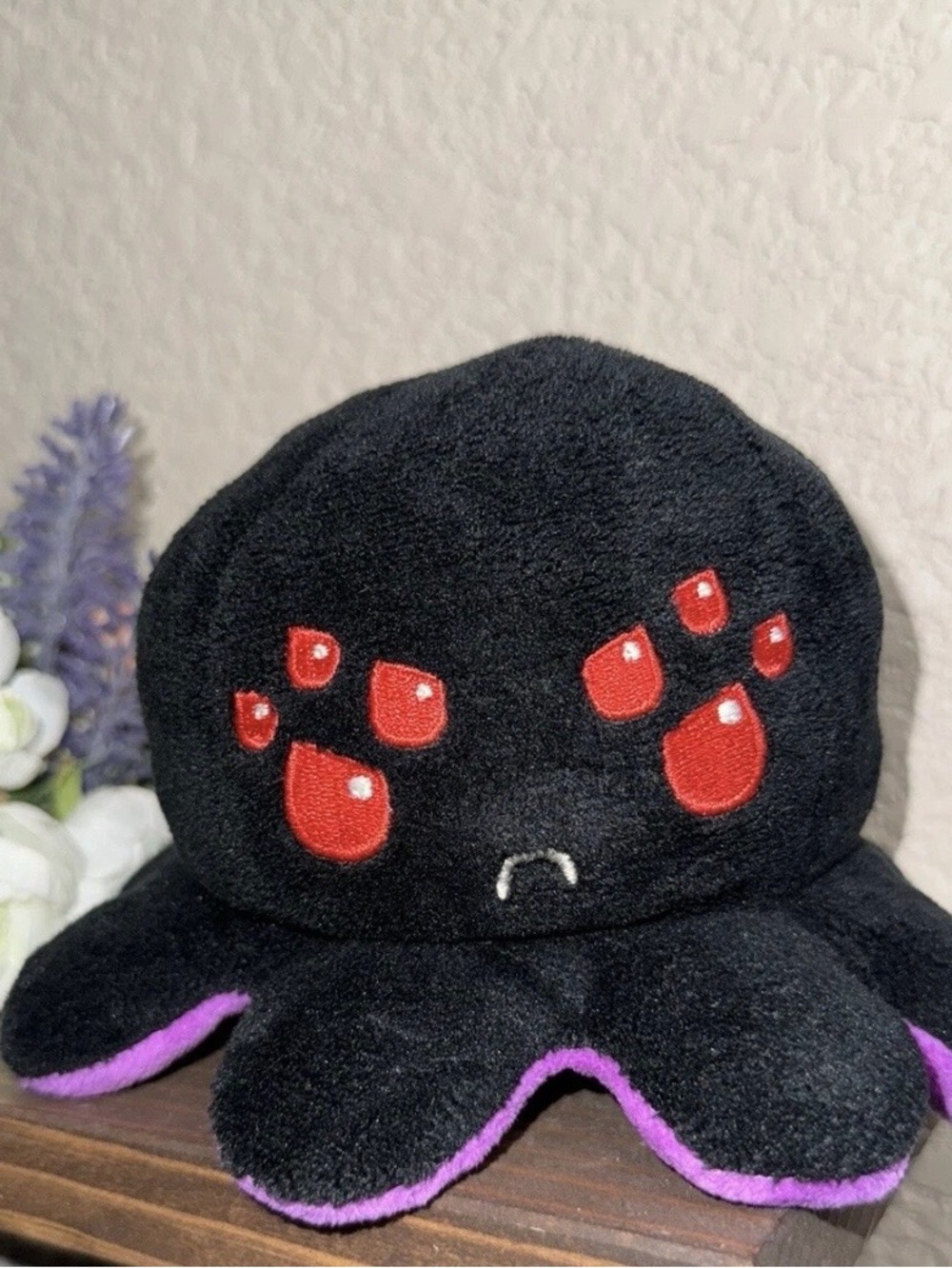 Teeturtle Black Purple Creepcore Halloween Spider Eye Reversible Octopus Plush